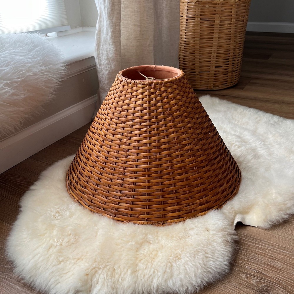 Vintage Wicker Lined Large Lamp Shade